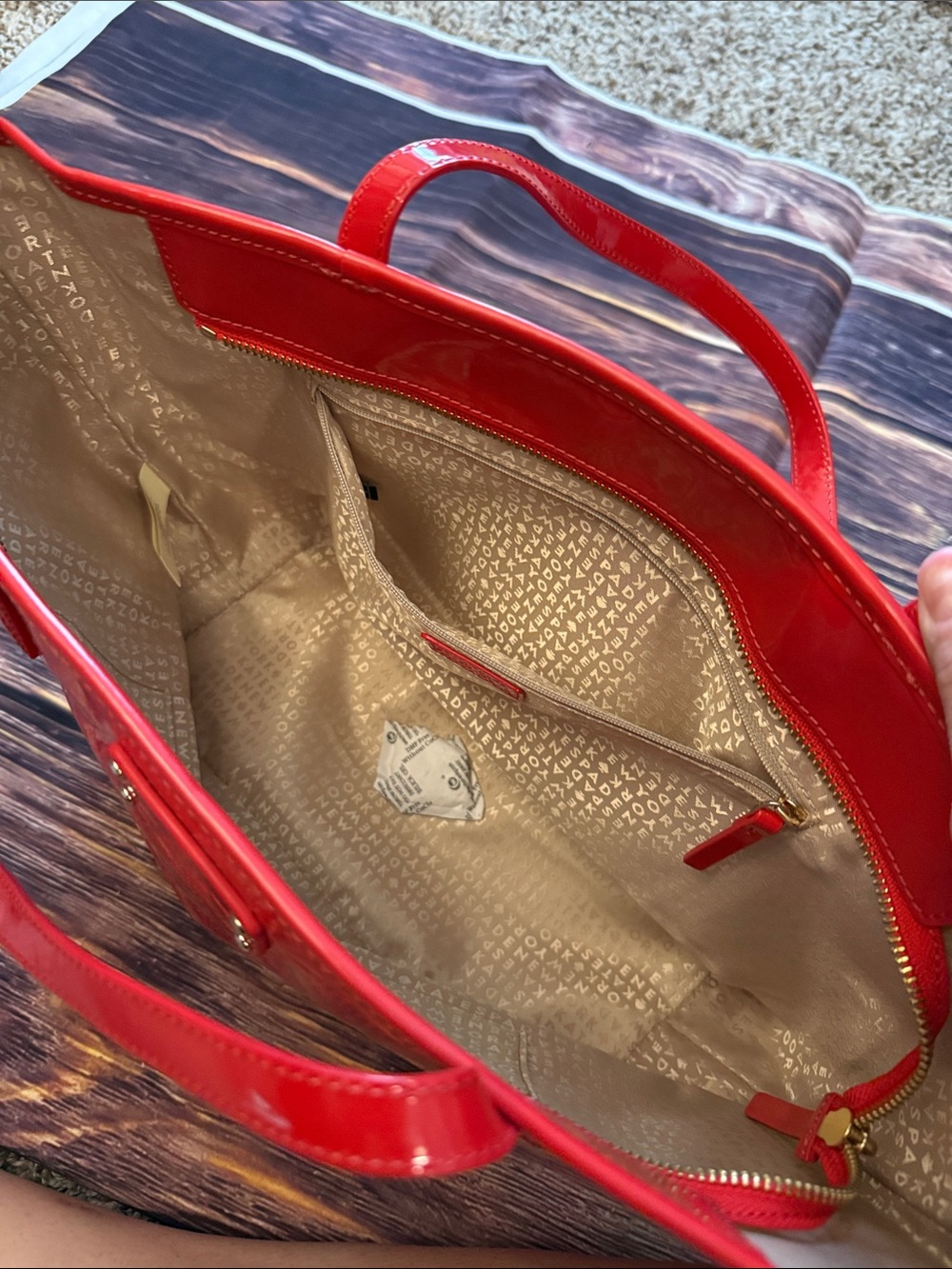 kate spade Red Patent Perforated Tote - Picture 3 of 4